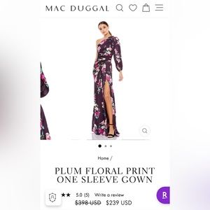 Burgundy floral one sleeve dress